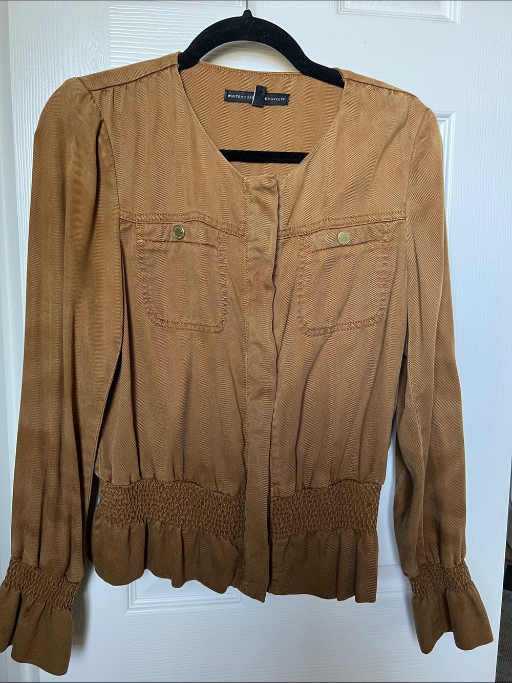 White House Black Market Tan Utility-Style Button Pocket Jacket